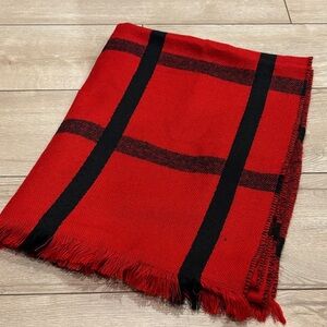 Athleta Red and Black Plaid Scarf